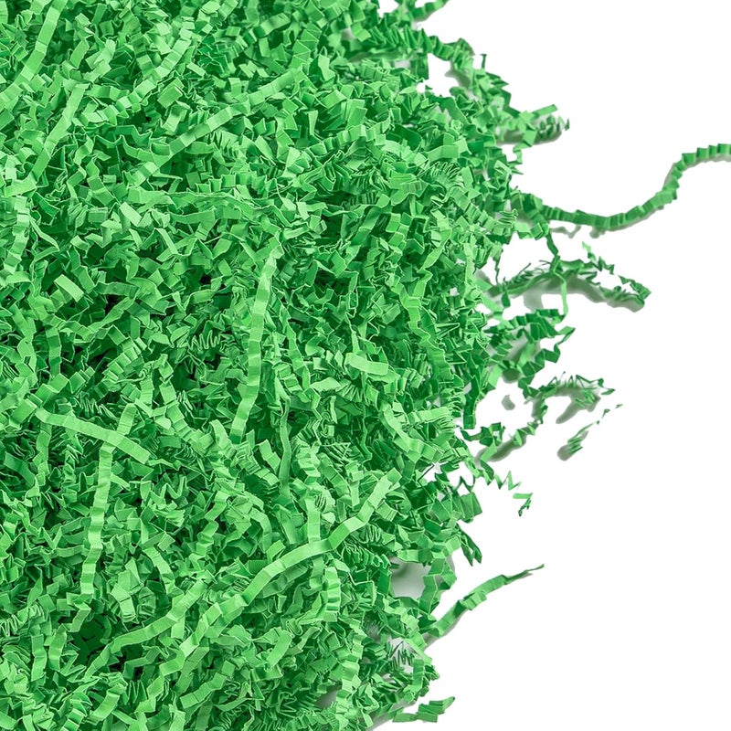 Gloreyan 1/2LB Easter Grass Crinkle Cut Paper Shred, Green Raffia Paper Shred Filler Grass for Easter Gift Wrapping Basket Filling Party Supply - Image 2